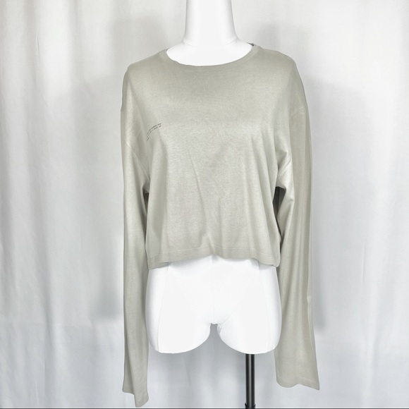 Pangaia Seaweed Fiber Long Sleeve Crop Tee Stone - Picture 3 of 9